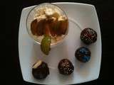 Verrine de panna cotta vanille - reine claude et cake balls chocolat - reine claude
