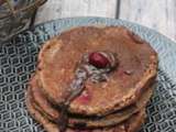 Pancakes cacao, framboises et flocons d’avoine au thermomix ou sans