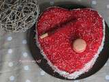 Gâteau coeur de la Saint Valentin au chocolat et aux framboises, glaçage rouge à l'agar agar (au thermomix ou sans)