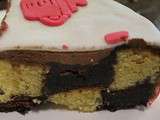 Gâteau damier (fondants chocolat et amande), pâte à sucre au thermomix ou sans