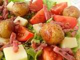 Salade composée : Pomme de terre de Noirmoutier, Cantal, Bacon