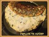 Omelette curry-petits pois-parmesan-basilic