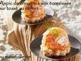 Aspics crevettes-écrevisses sur toast de raifort
