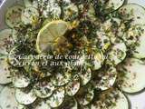 Carpaccio de courgette mariné au citron et aux algues