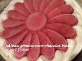 Gâteau d'anniversaire génoise-coco-chocolat blanc