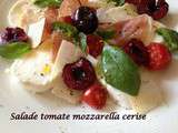 Salade de tomates, mozzarella et cerises