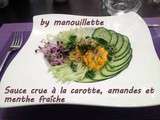 Sauce crue à la carotte, amandes et menthe fraîche