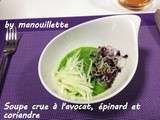 Soupe crue à l'avocat, épinards et coriandre