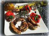Aiguillettes de poulet, tomates à la provençale, farandole de légumes  cuisson plancha 