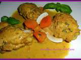 Cuisses de poulet à la sauce coco, abricots avec des cèpes de bordeaux