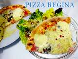 Pizza Régina /royale (tomates, jambon, mozzarella, emmental, champignons et olives)
