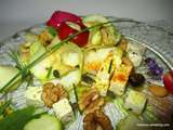 Salade de courgettes aux fruits secs, fromage et curcuma