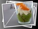 Verrine d'avocat, truite fumé et fromage