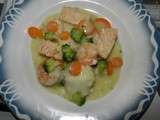 Assiette de saumon et ses deux crustacés accompagné de légumes