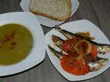Soupe aux pois à la marocaine et sardines grillées