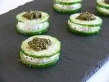 Bouchées de concombre au chèvre frais et pesto
