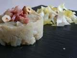 Purée de topinambours, lardons fumés et huile de noisette