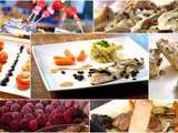 Péché gourmand d'Anne : ris de veau, St-Jacques, bar, poulet, rognons, verrines de fraises et macaroné