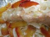 Papillotes de saumon au chou et aux prunes