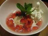 Soupe de fraises a la menthe facon melba
