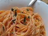 Spaghetti à la Crème de Poivron rouge et Chèvre frais