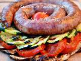 Saucisse de Toulouse grillée sur tian de légumes