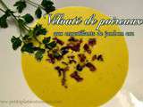 Velouté de poireaux aux croustillants de jambon cru