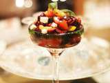 Salade de tomates et de cerises - olives confites au sucre