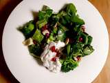 Salade tiède de brocolis avocat et cresson, sauce yaourt grec tahiné et citron