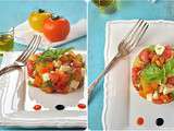 Tartare de tomates/mozza multicolore