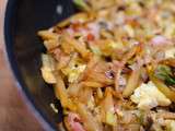 Poêlée de poireaux et de pommes de terre au bacon