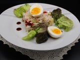 Salade de riz et son œuf mollet