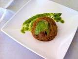 Flans de legumes aux noix, emulsion de persil