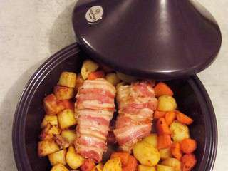 Tajine de filet mignon, lard fumé et légumes