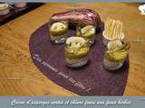 Crème d'asperges vertes et chèvre frais aux fines herbes