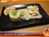 Joue de loup sauce pamplemousse aux échalotes et crevettes
