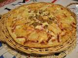Pizza blanche au Reblochon, jambon et champignons