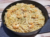 Spaghetti aux crevettes et à l'ail