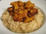 Risotto au parmesan et poulet épicé