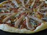 Tarte aux poires, lardons, roquefort et noix