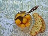 Mirabelles à la nage et Cantucci pistache/gingembre/citron