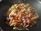 Wok de steak haché et petits légumes
