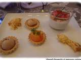 Mini-tartelettes au foie gras de canard - panna cotta au chou-fleur, saumon fume