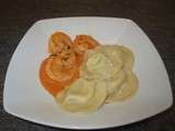 Ravioles au foie gras, et sa crème de gambas