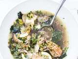 Soupe de poulet et choux kale