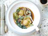 Soupe Thaï et ravioles porc crevettes