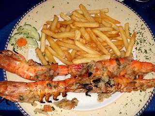 Gambas grillées à la plancha, sauce Chien