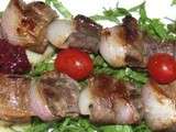 Brochettes de cœur et foie de bœuf au chutney de betterave