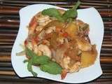 Crevettes à l'ananas et au gingembre caramélisés