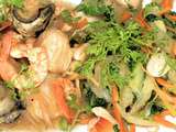 Crevettes et huîtres aux litchis